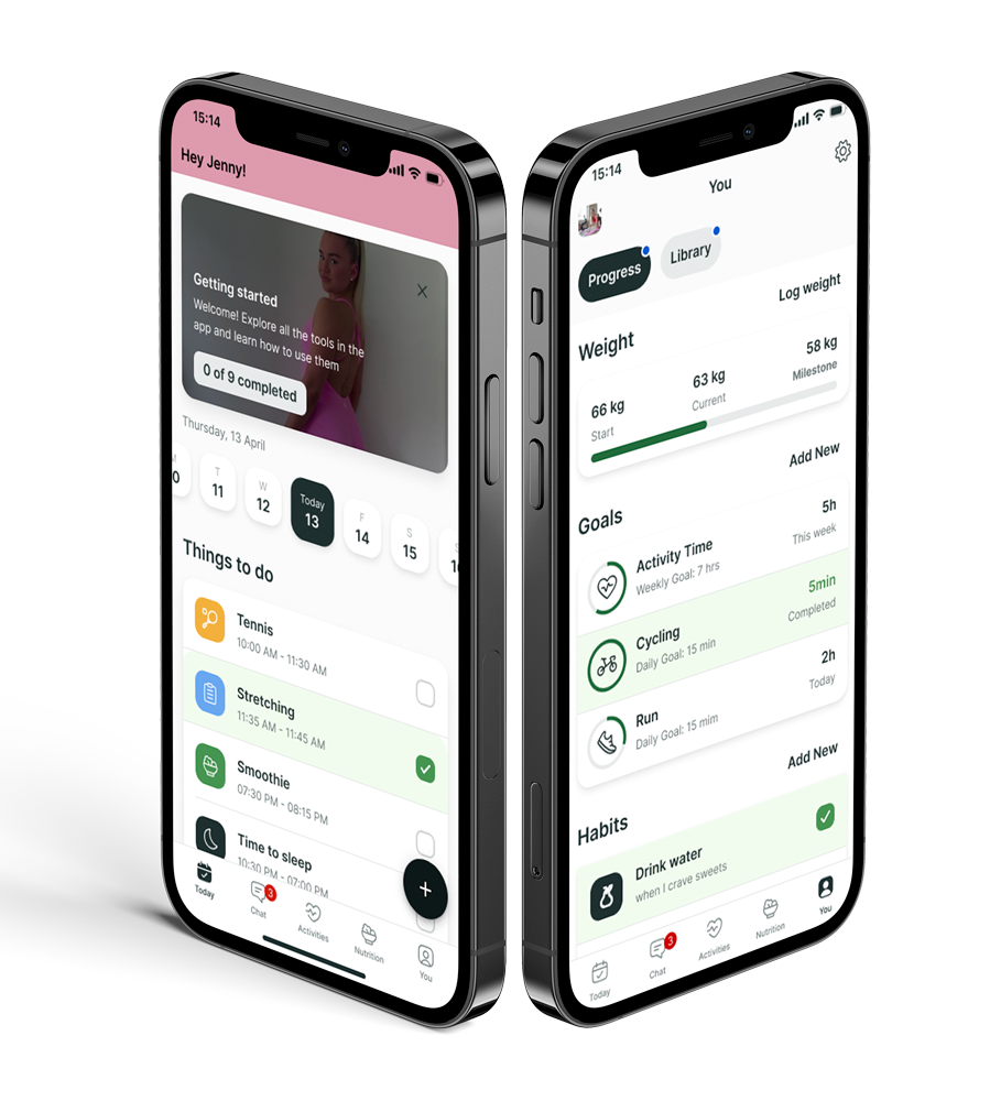 A mockup of the coaching app showcasing the features.